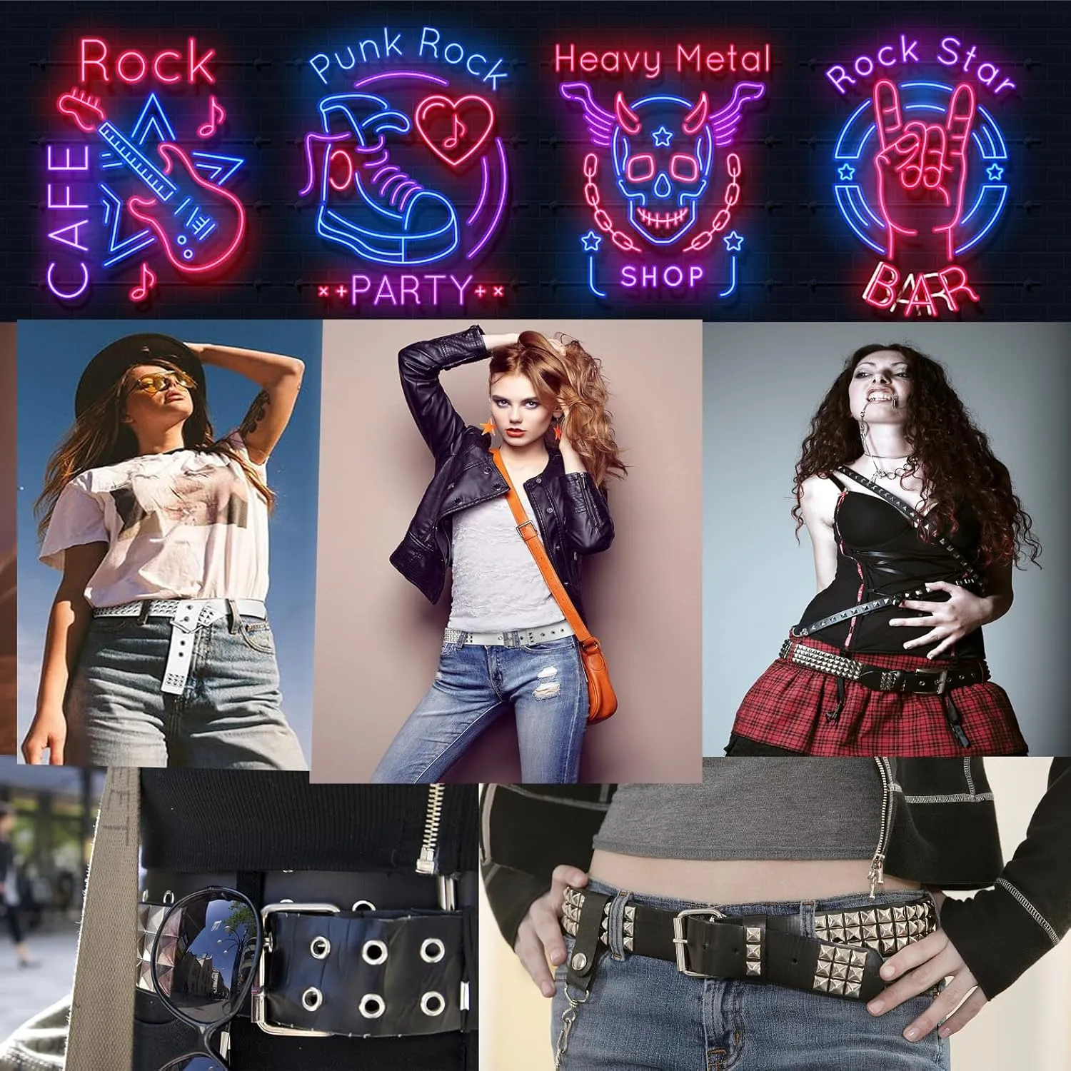 Studded Punk Y2K Goth Belt for Men or Women