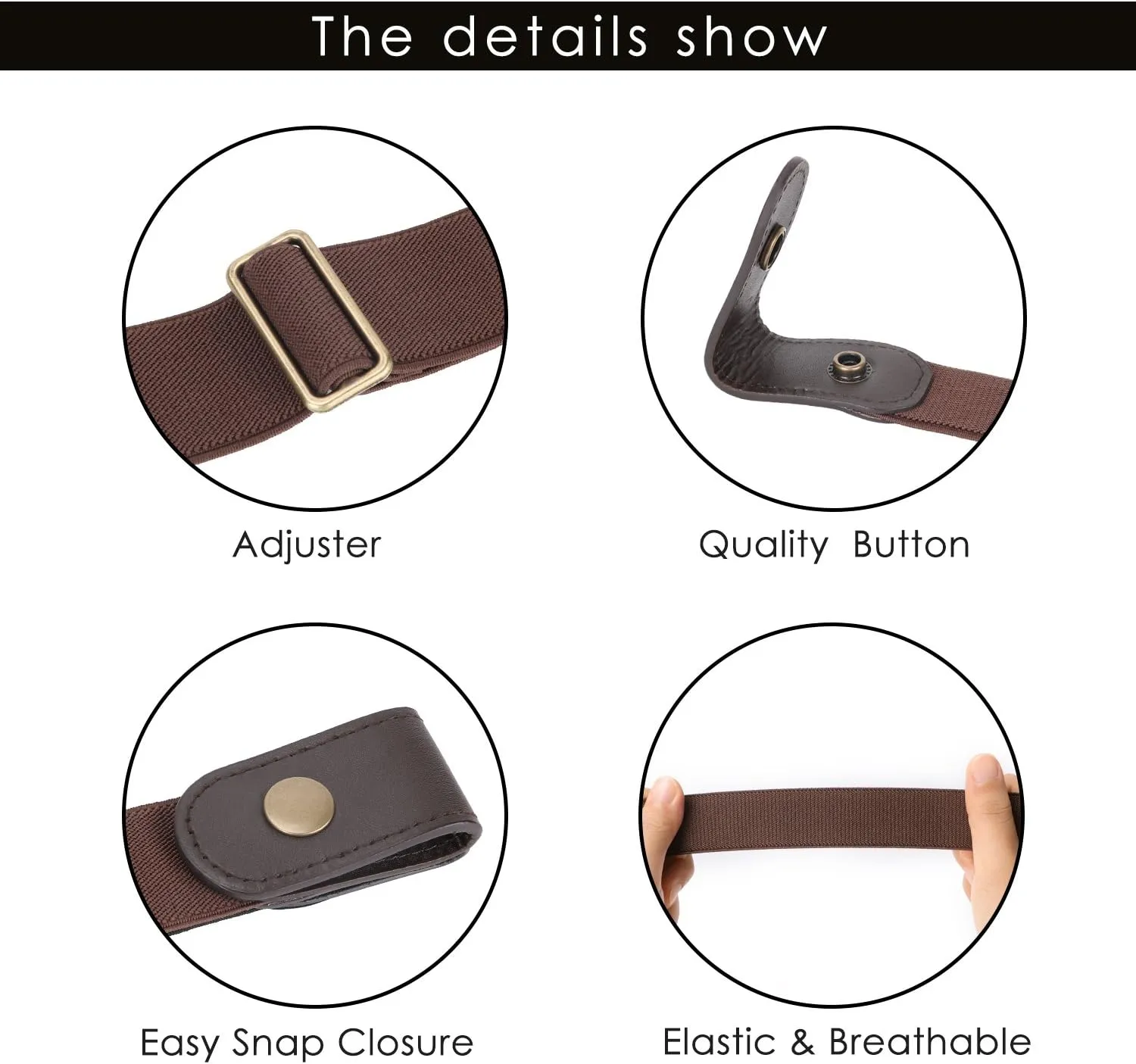 SUOSDEY No Buckle Elastic Stretch Belts for Men and Women, Comfortable Invisible Belts for Jeans Pants