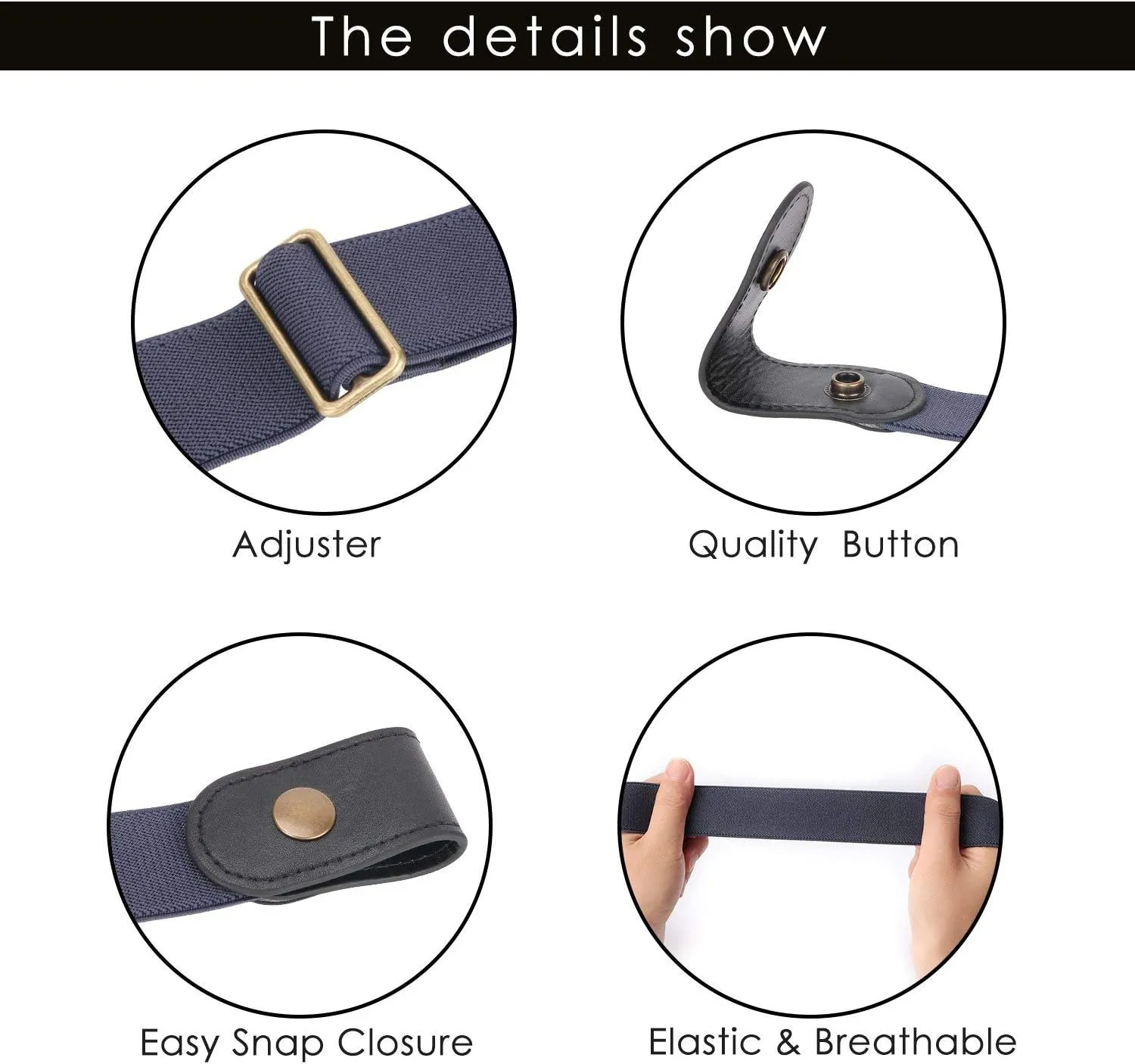 SUOSDEY No Buckle Elastic Stretch Belts for Men and Women, Comfortable Invisible Belts for Jeans Pants