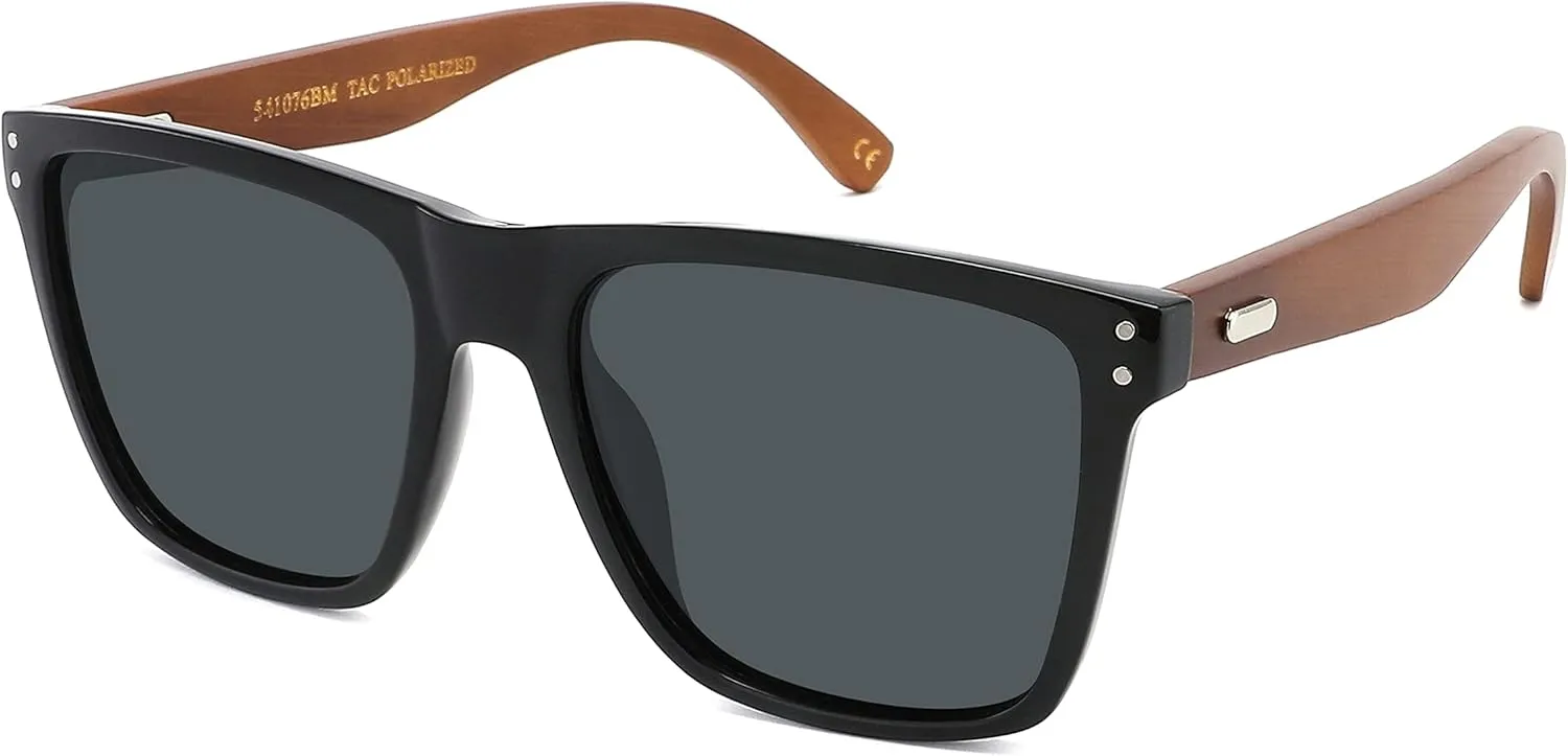 Super XXLarge Size Retro Rectangular Frame TAC Polarized Lenses with Spring Hinge For Men & Women