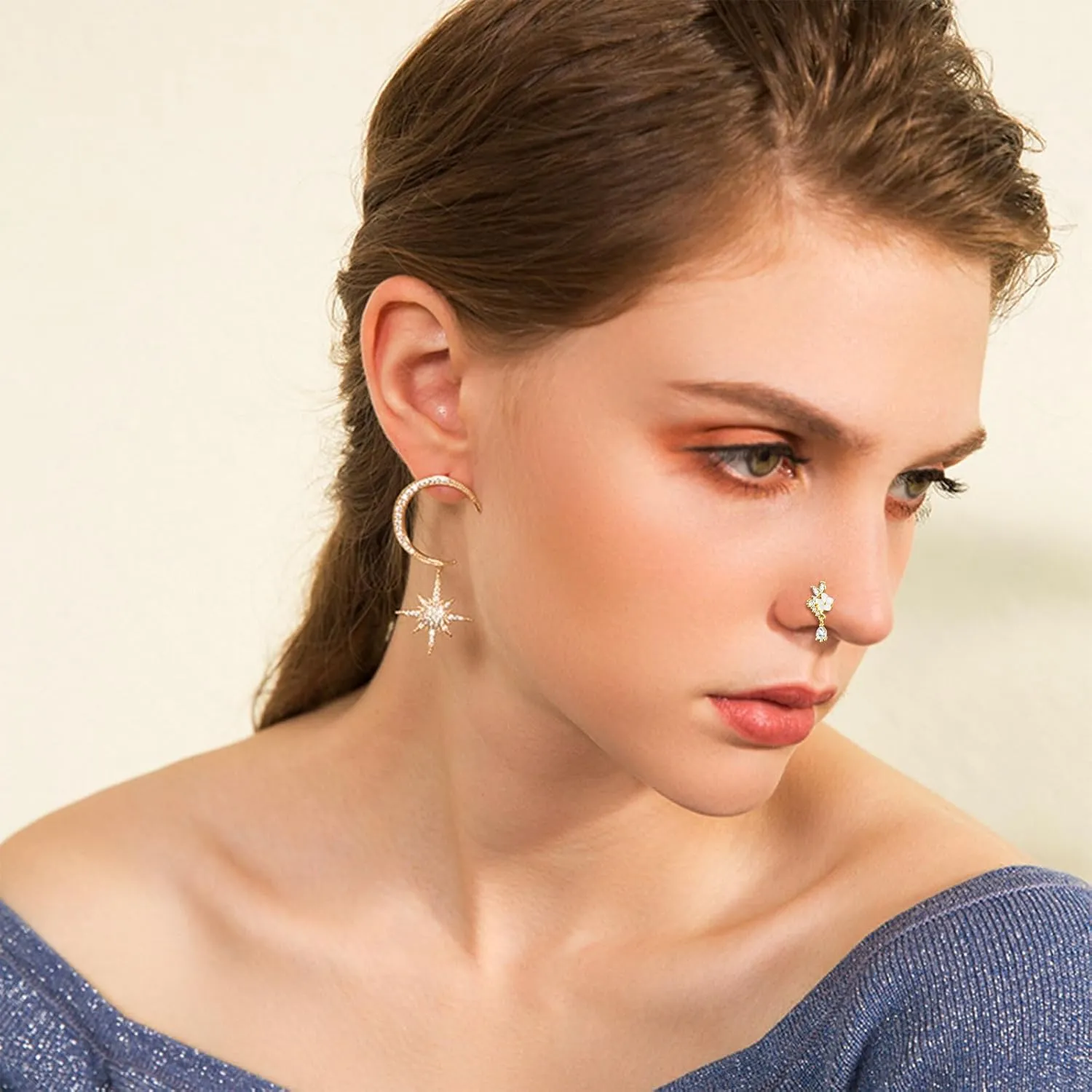 TAMHOO 25 Pcs Multi-Style Fake Nose Rings for Women and Men -Gold Plated Copper African Nose Cuff Non Piercing for Teen Grirls - Nice Gift for Her on Birthday/Valentines Day/Christmas