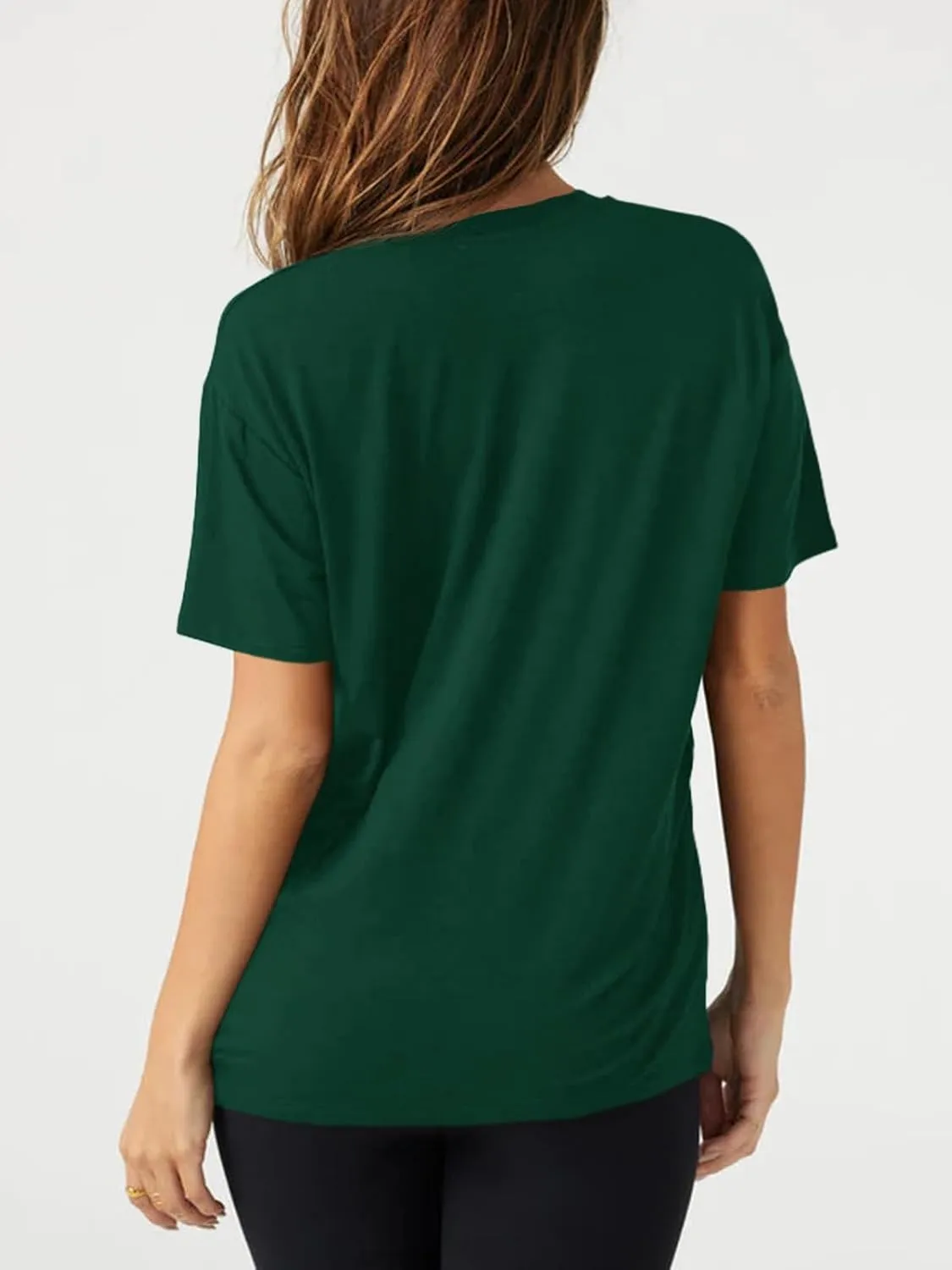 Tankaneo Womens Sexy Deep V Neck T-Shirts Summer Short Sleeve Tops Casual Loose Fit Basic Tees