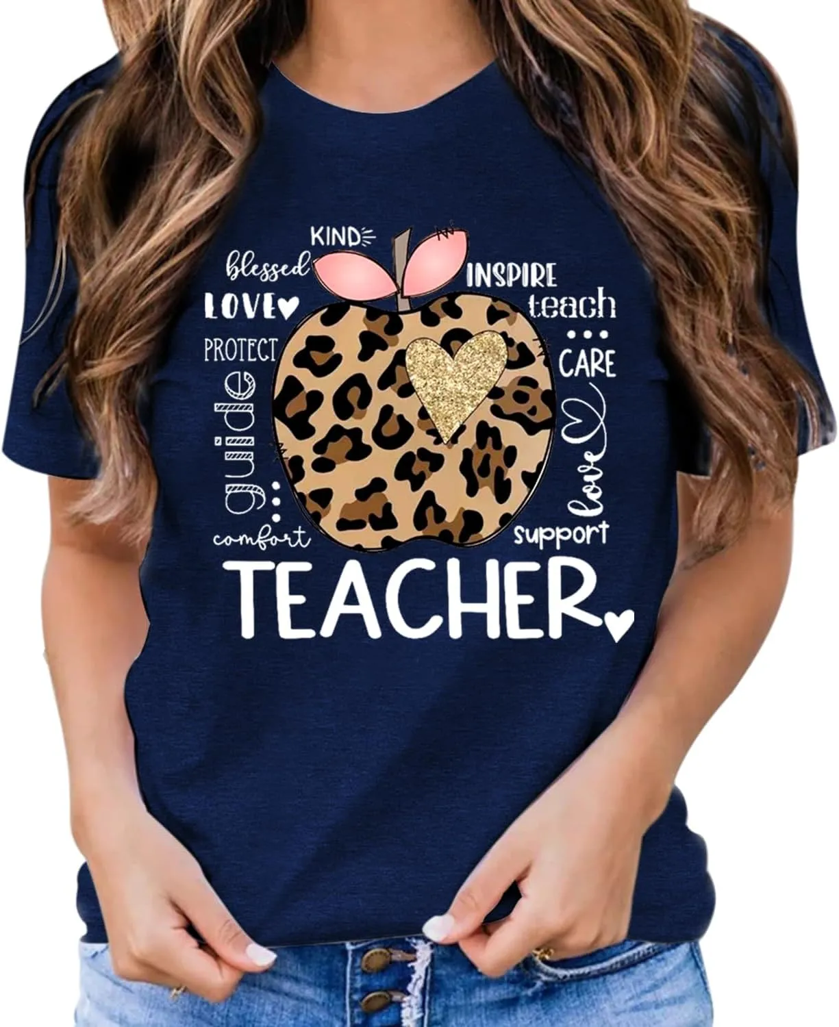 Teacher Life T Shirt for Womens Teach Love Inspire Tshirts Inspirational Teacher Short Sleeve Tees