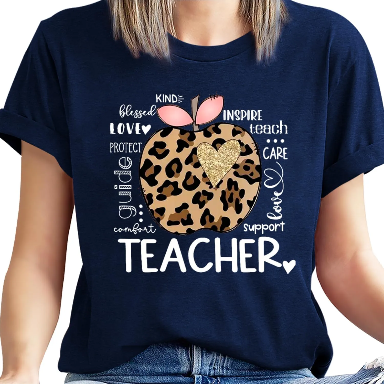 Teacher Life T Shirt for Womens Teach Love Inspire Tshirts Inspirational Teacher Short Sleeve Tees