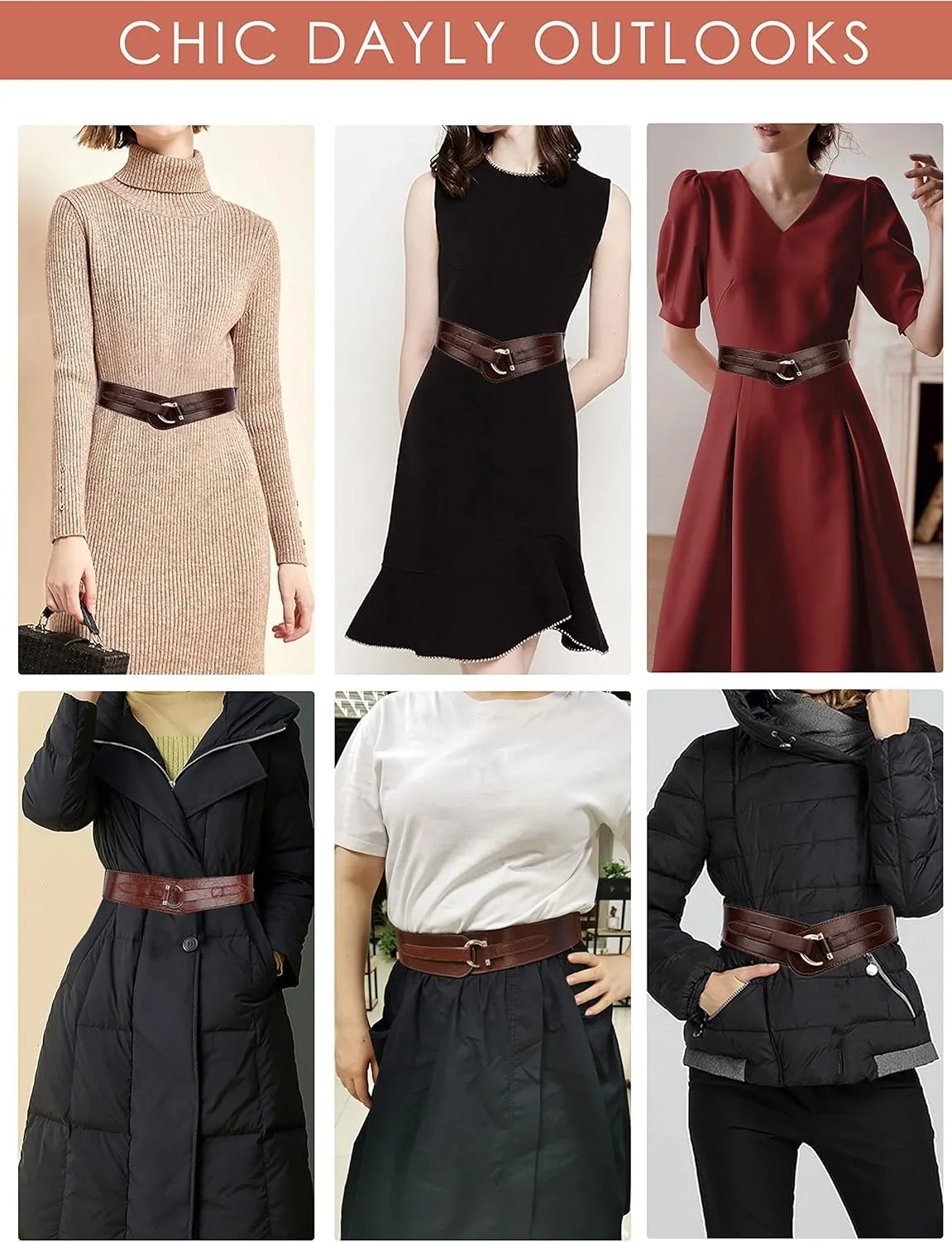 TeeYee Women's Leather Belts for Jeans Pants Fashion Gold Buckle Ladies Dress Belt