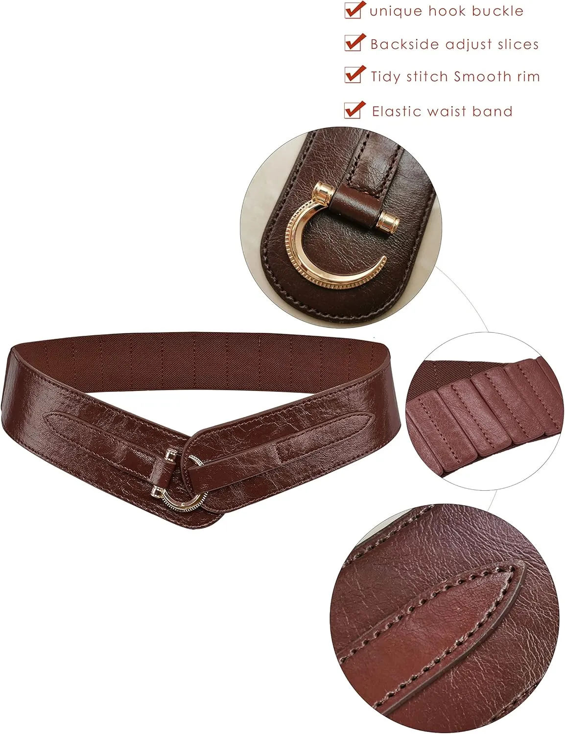 TeeYee Women's Leather Belts for Jeans Pants Fashion Gold Buckle Ladies Dress Belt