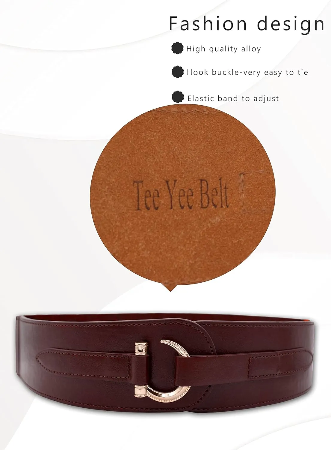 TeeYee Women's Leather Belts for Jeans Pants Fashion Gold Buckle Ladies Dress Belt