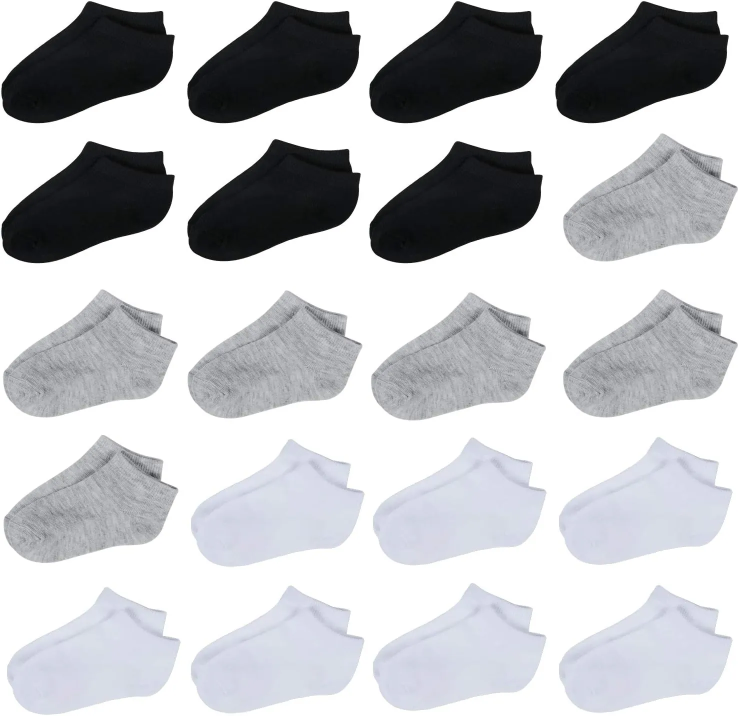 Tenpluszero 20 Pairs Toddler Kids Socks Half Cushion Low Cut Ankle Socks Boy Girl Athletic Socks