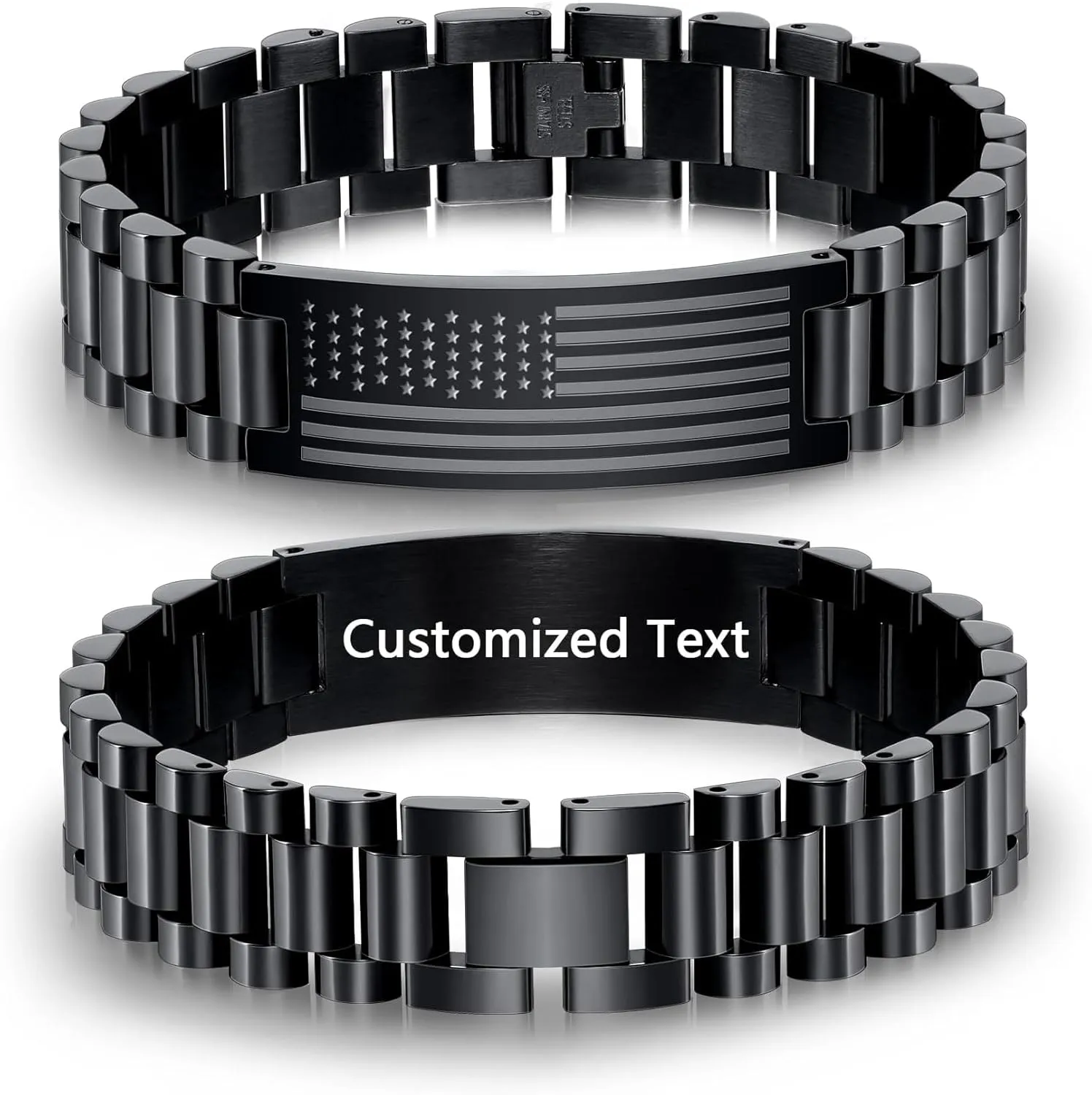 To My Man Boyfriend Husband Dad Son Bracelet Gifts, Stainless Steel American Flag Watch Link Bracelet Fathers Day Valentines Christmas Jewelry Gifts for Men Him