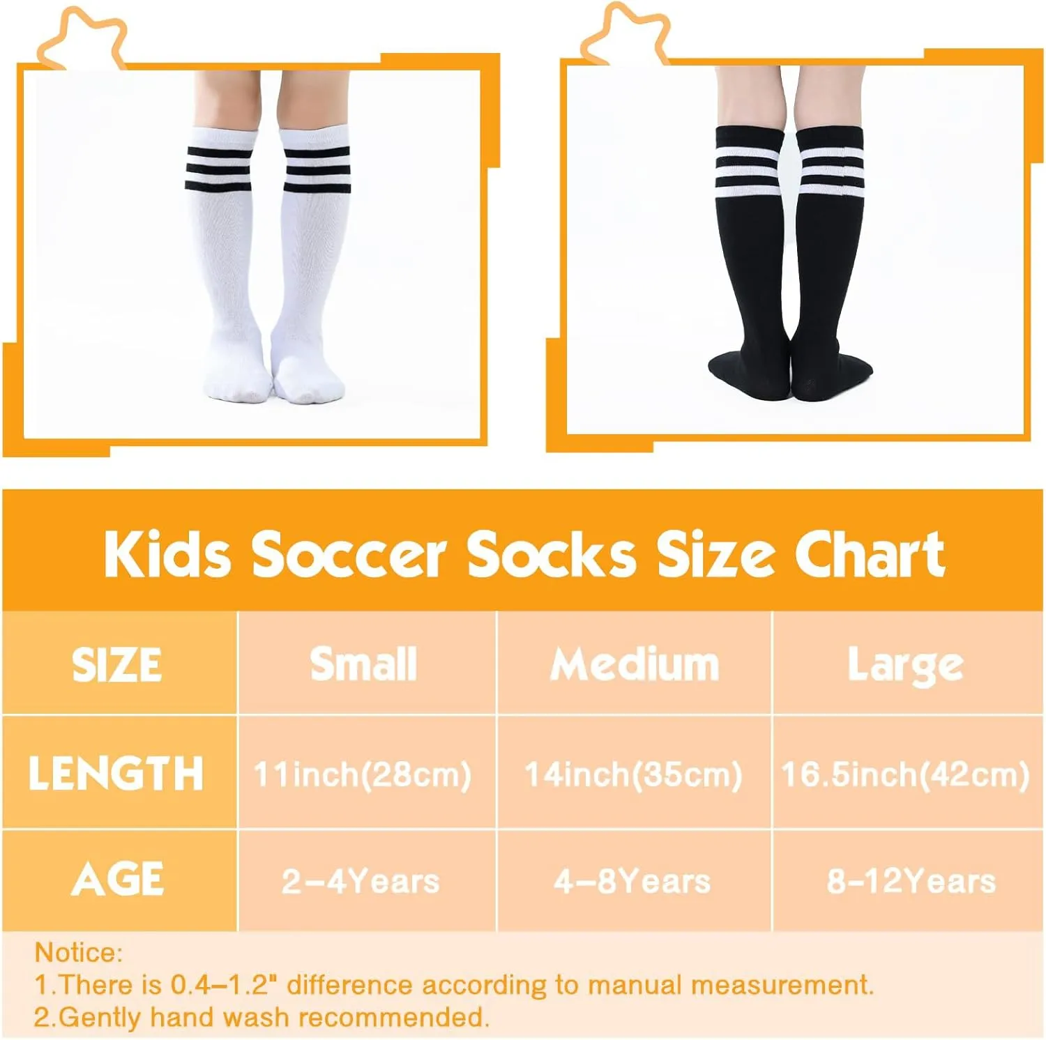 TOCONFFON Knee High Tube Socks for Boys Girls Teens, Kids Soccer School Cotton Uniform Sports Socks 3,4 Pairs