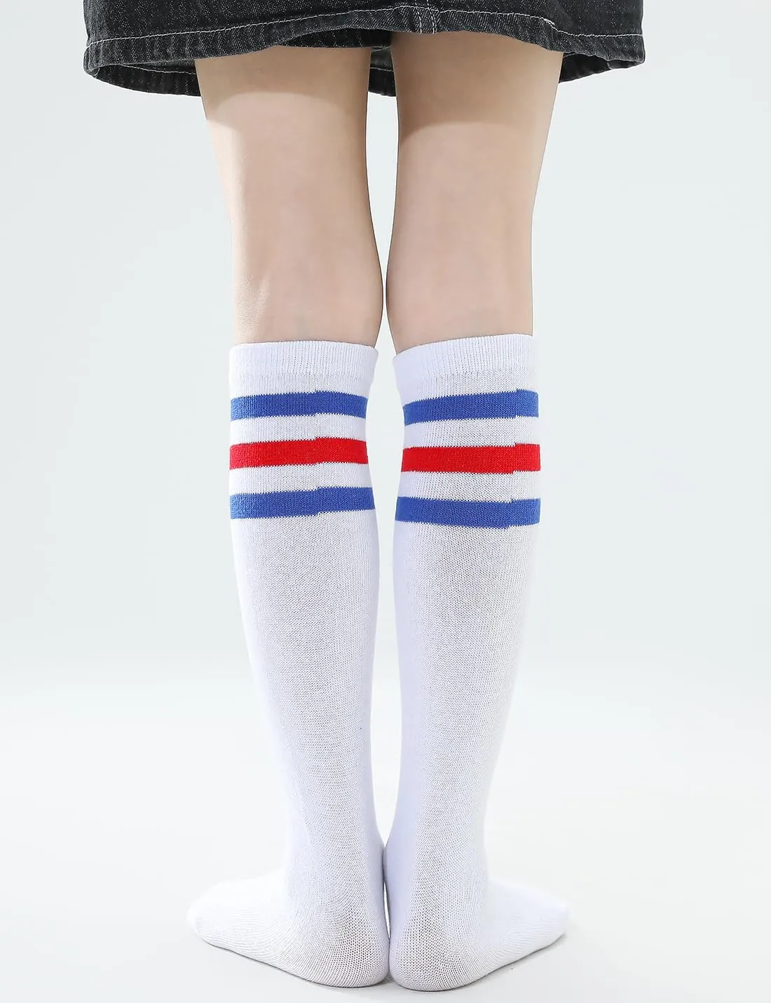 TOCONFFON Knee High Tube Socks for Boys Girls Teens, Kids Soccer School Cotton Uniform Sports Socks 3,4 Pairs