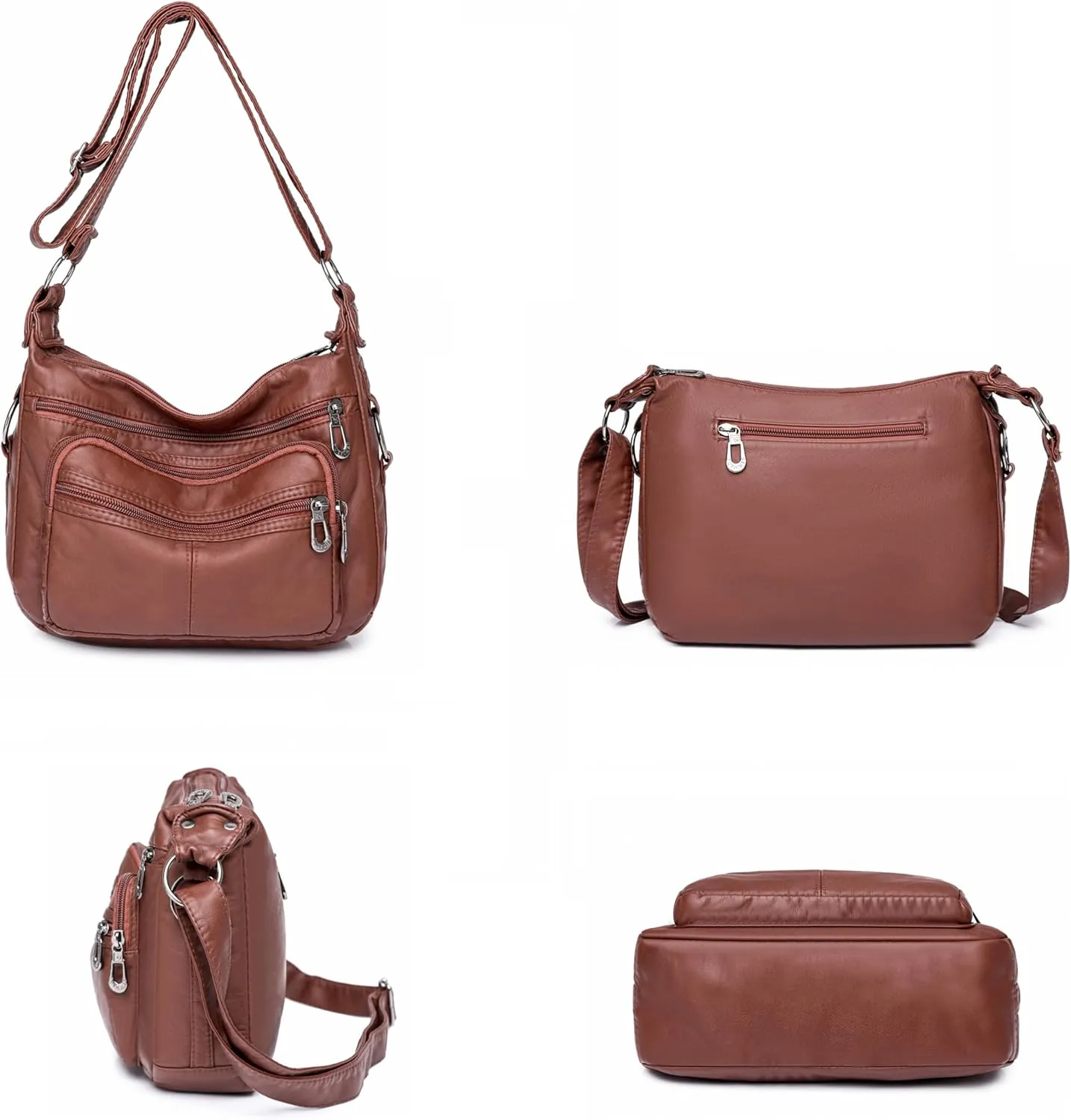 Tote Bags Crossbody for Women, Shoulder Purse Soft Leather Handbags Lightweight with Zip Closure Working Trave