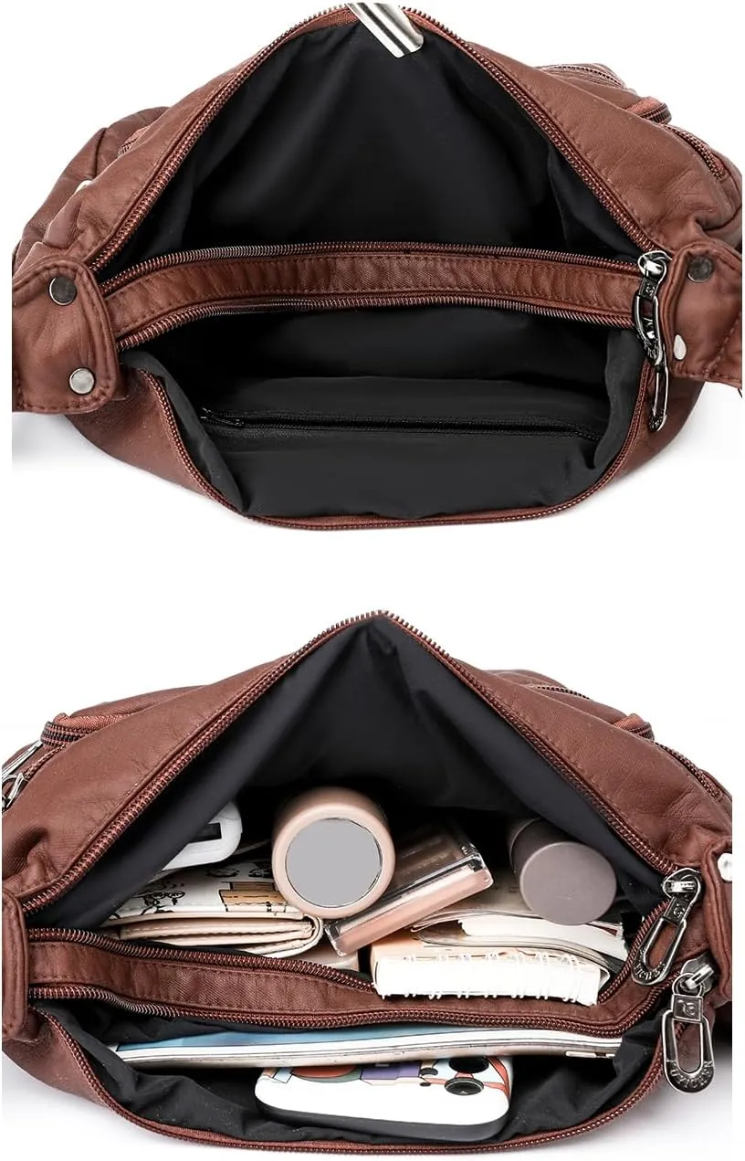 Tote Bags Crossbody for Women, Shoulder Purse Soft Leather Handbags Lightweight with Zip Closure Working Trave