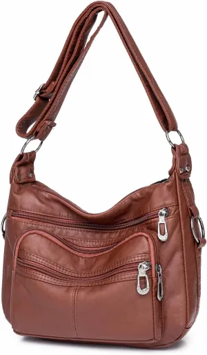 Tote Bags Crossbody for Women, Shoulder Purse Soft Leather Handbags Lightweight with Zip Closure Working Trave