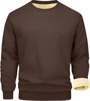Uillui Men's Winter Thermal Sweater Warm Crewneck Sherpa Lined Fleece Sweatshirt Casual Active Long Sleeve Pullover Tops