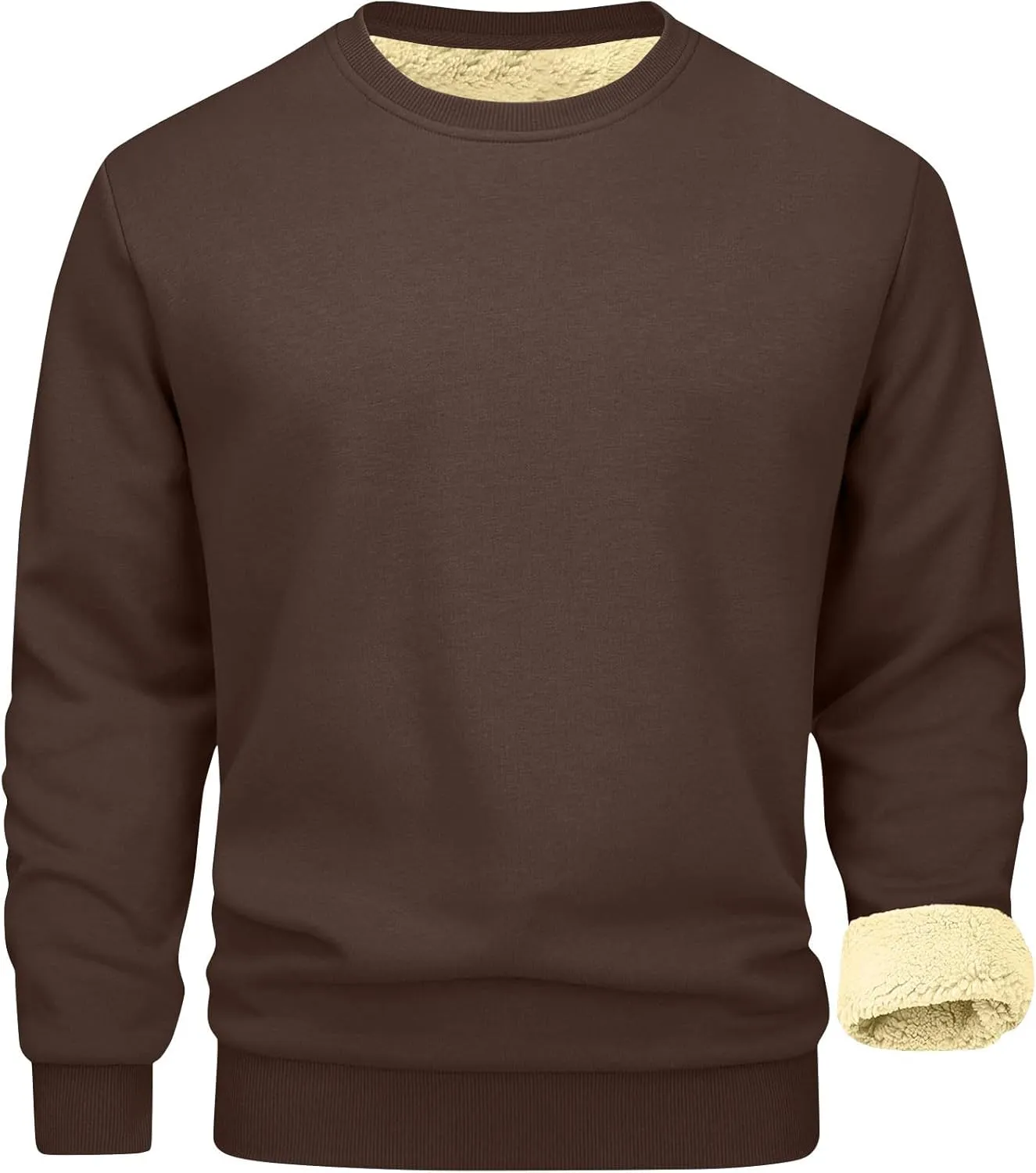 Uillui Men's Winter Thermal Sweater Warm Crewneck Sherpa Lined Fleece Sweatshirt Casual Active Long Sleeve Pullover Tops