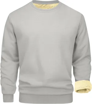 Uillui Men's Winter Thermal Sweater Warm Crewneck Sherpa Lined Fleece Sweatshirt Casual Active Long Sleeve Pullover Tops