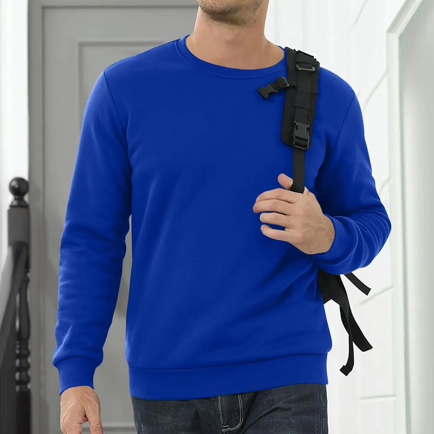 Uillui Men's Winter Thermal Sweater Warm Crewneck Sherpa Lined Fleece Sweatshirt Casual Active Long Sleeve Pullover Tops