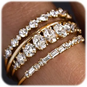 WFYOU Gold Rings for Women that Don't Tarnish Cubic Zirconia Ring Stackable Rings for Women Dainty 14K Gold Plated Rings Set Wedding Bands for Women Gold Jewelry Ring Size 6 7 8 9 10