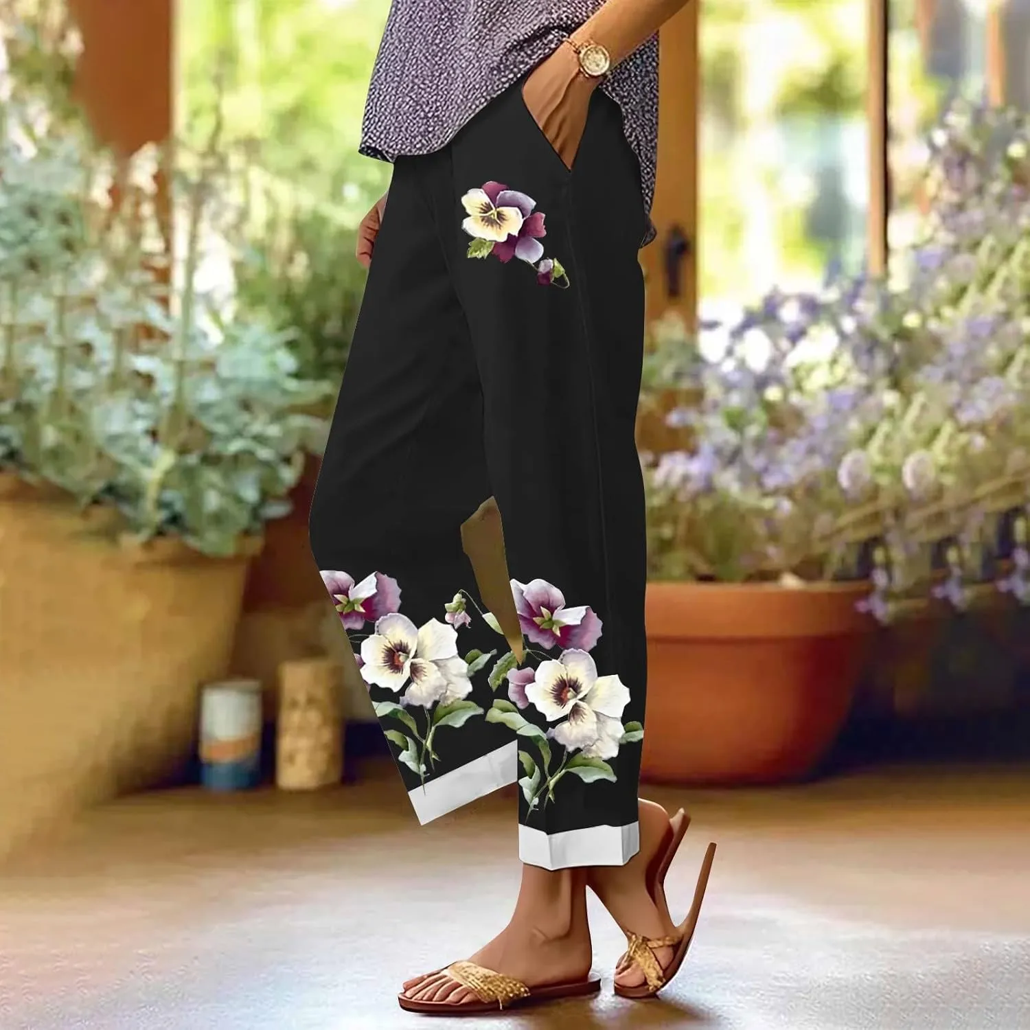 Wide Leg Linen Trousers Women Spring Capris for Women Plus Size Womens Capri Workout Pants Drawstring