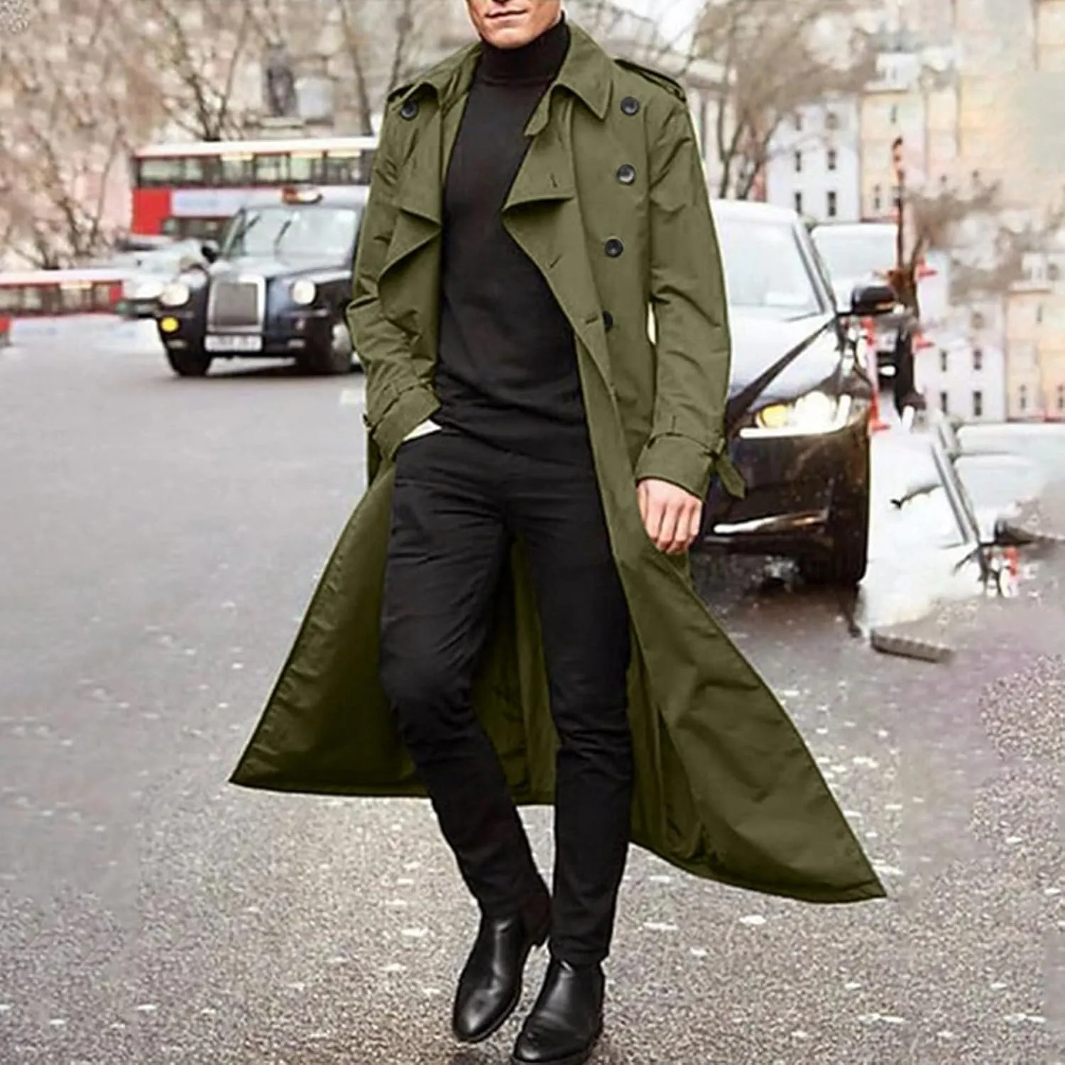 Windbreaker Jackets for Men Lightweight Classic Casual Loose Fashion Trenchcoat