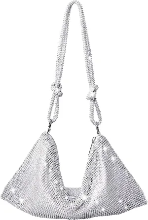 Women Rhinestone Hobo Bag Handbag Chic Crystal Evening Bag Shiny Purse for Party Events