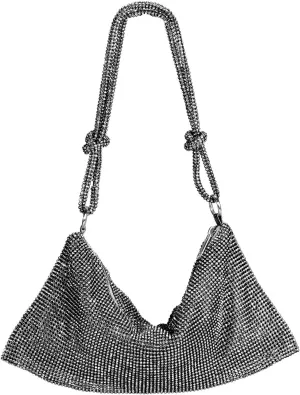 Women Rhinestone Hobo Bag Handbag Chic Crystal Evening Bag Shiny Purse for Party Events