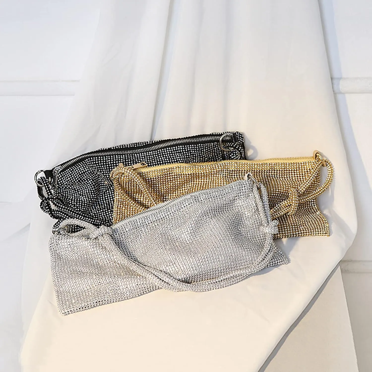 Women Rhinestone Hobo Bag Handbag Chic Crystal Evening Bag Shiny Purse for Party Events