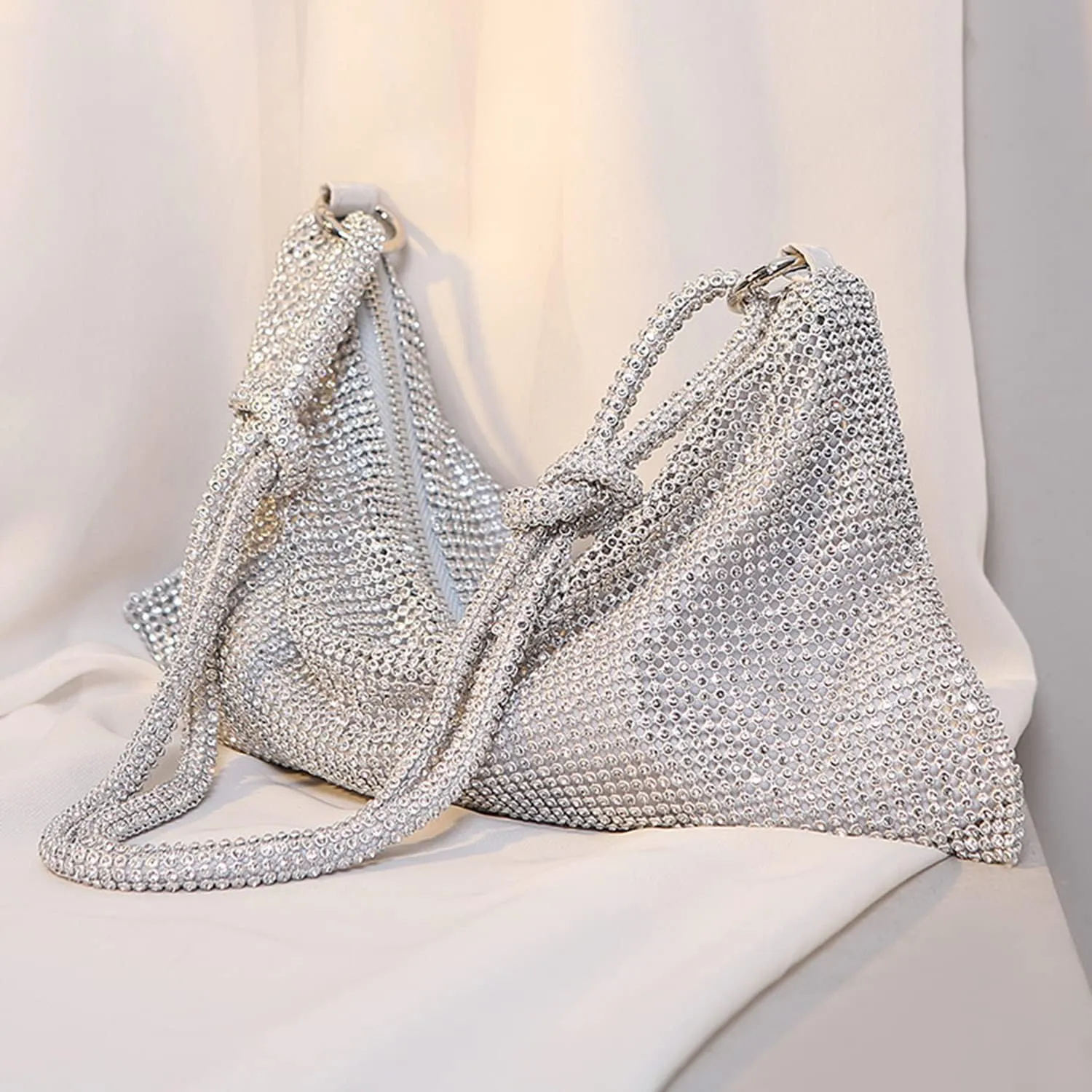 Women Rhinestone Hobo Bag Handbag Chic Crystal Evening Bag Shiny Purse for Party Events