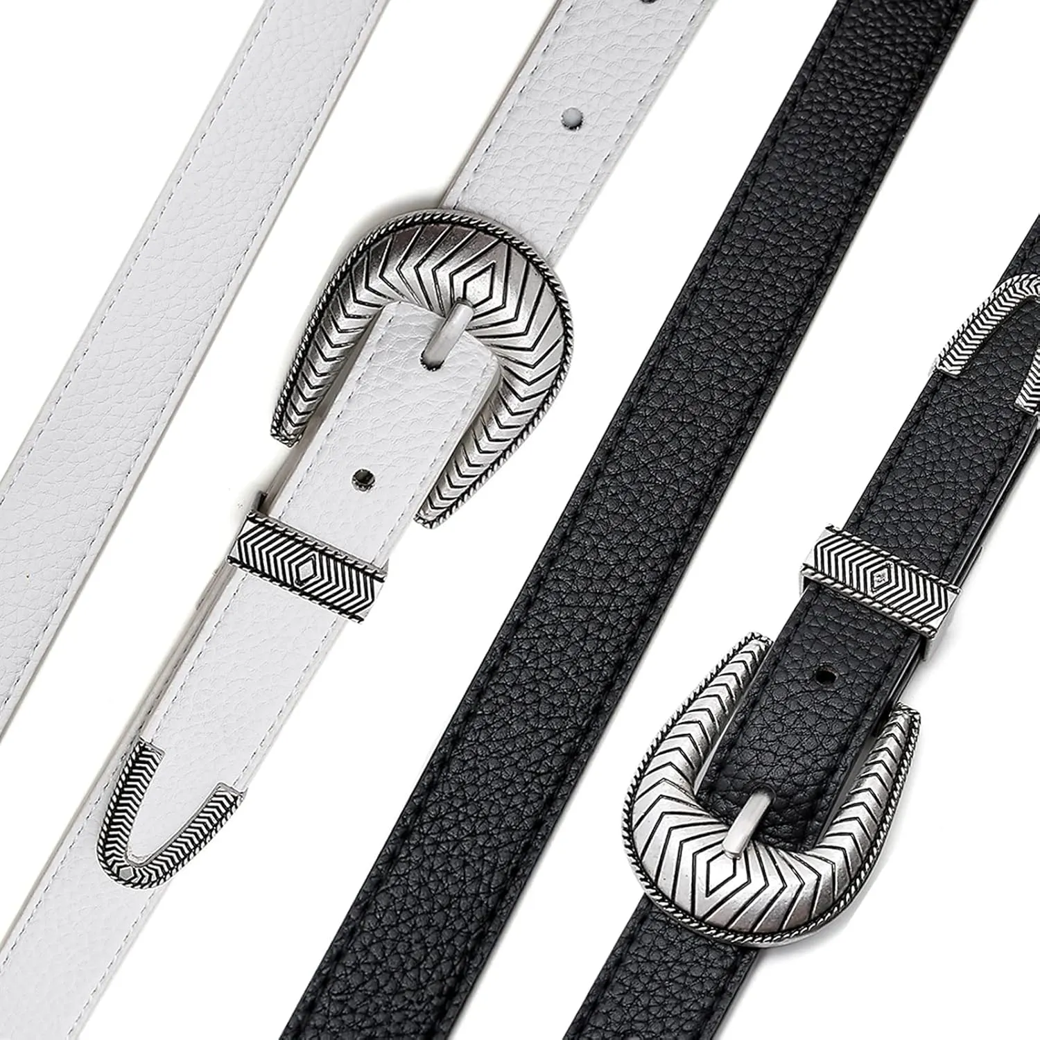 Women Vintage Belts Ladies Western Design Black Waist Belt for Jeans Pants Dress