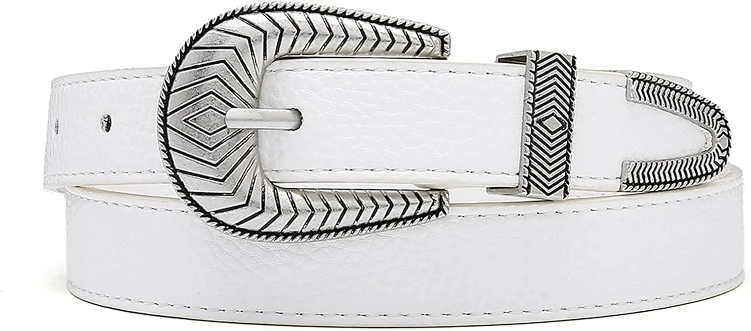 Women Vintage Belts Ladies Western Design Black Waist Belt for Jeans Pants Dress
