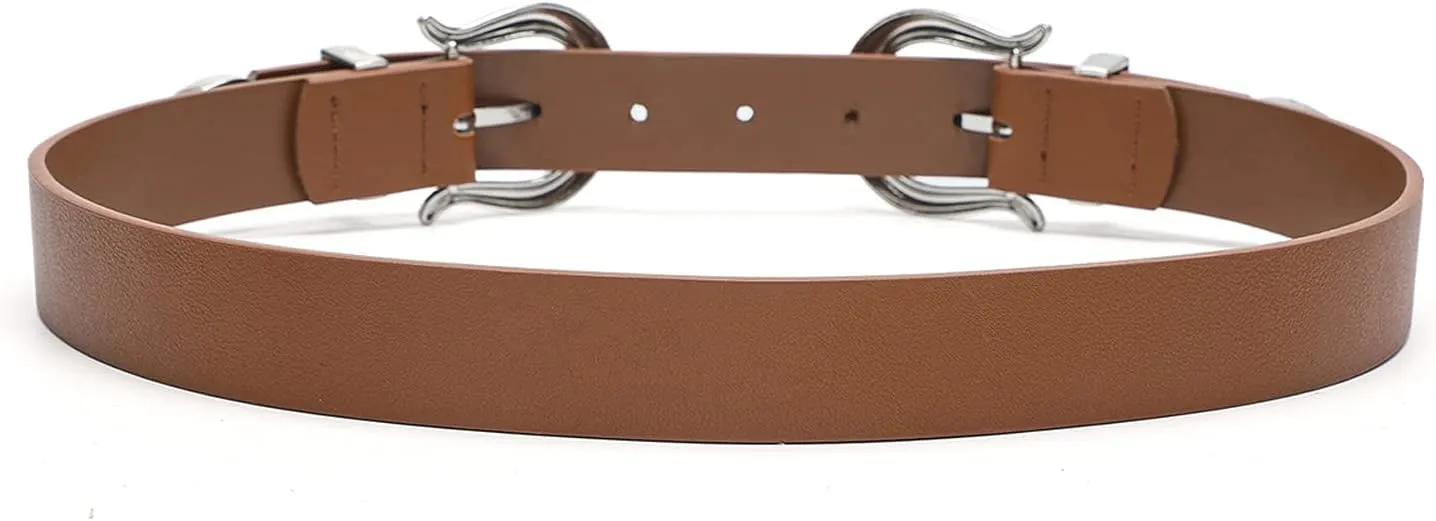 Women Vintage Belts Ladies Western Design Black Waist Belt for Jeans Pants Dress