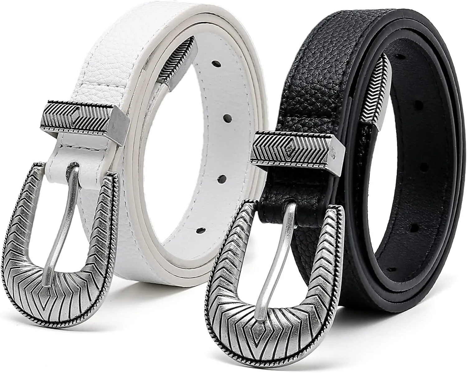 Women Vintage Belts Ladies Western Design Black Waist Belt for Jeans Pants Dress