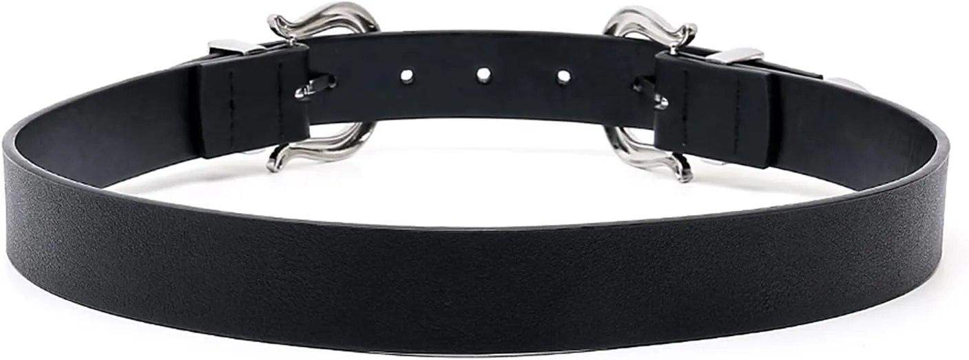 Women Vintage Belts Ladies Western Design Black Waist Belt for Jeans Pants Dress