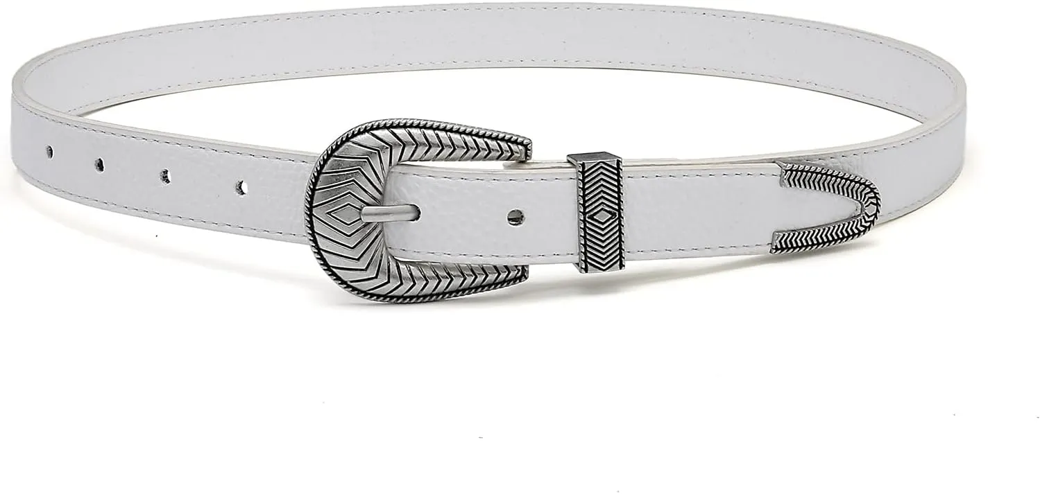 Women Vintage Belts Ladies Western Design Black Waist Belt for Jeans Pants Dress