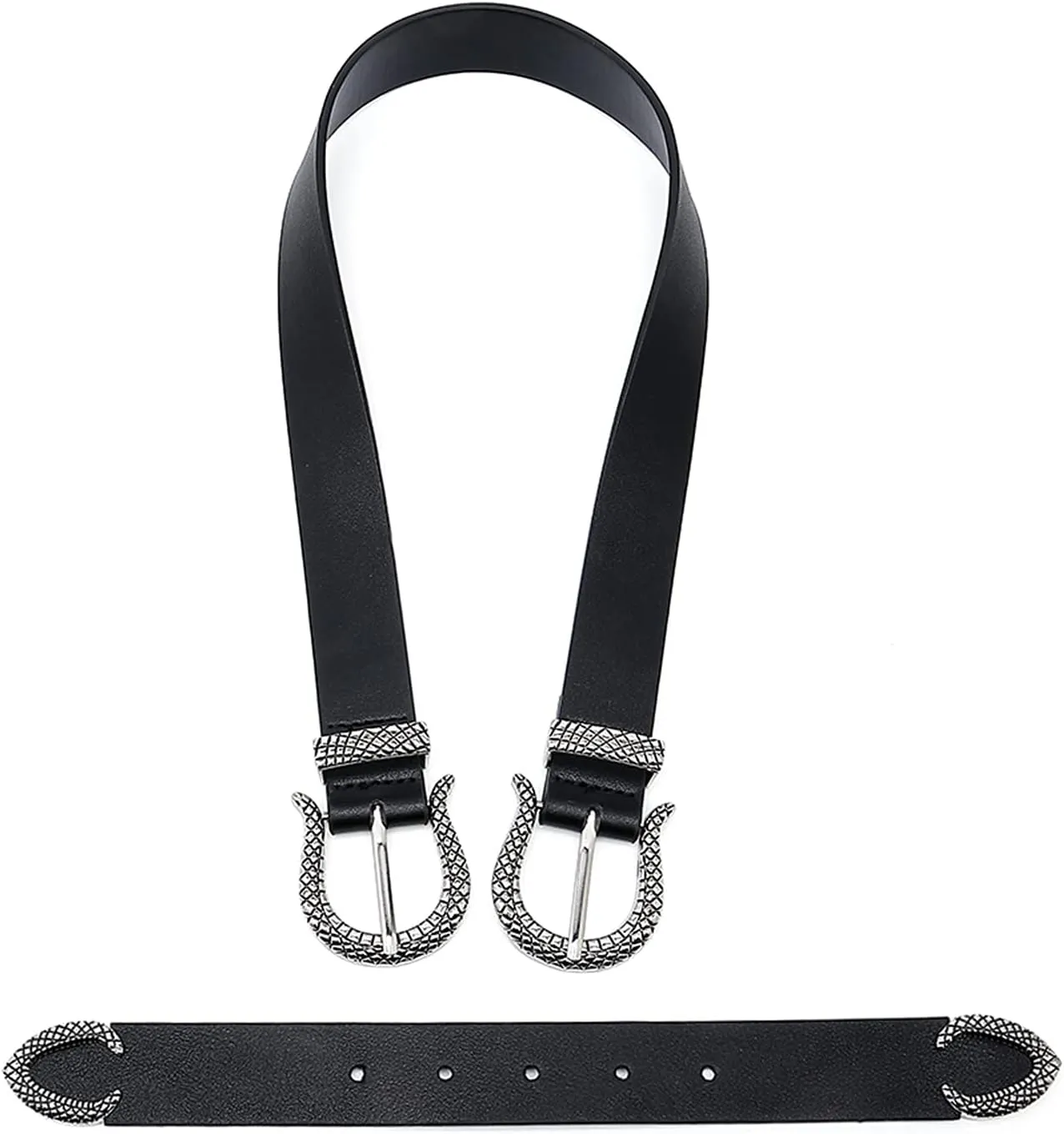 Women Vintage Belts Ladies Western Design Black Waist Belt for Jeans Pants Dress