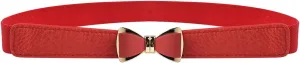 Womens 1" Width Bow Skinny Elastic Waist Belt Stretchy Belt Thin Belt