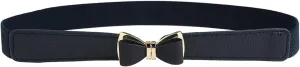 Womens 1" Width Bow Skinny Elastic Waist Belt Stretchy Belt Thin Belt