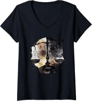 Womens Astrology horoscope Zodiac Sign libra V-Neck T-Shirt