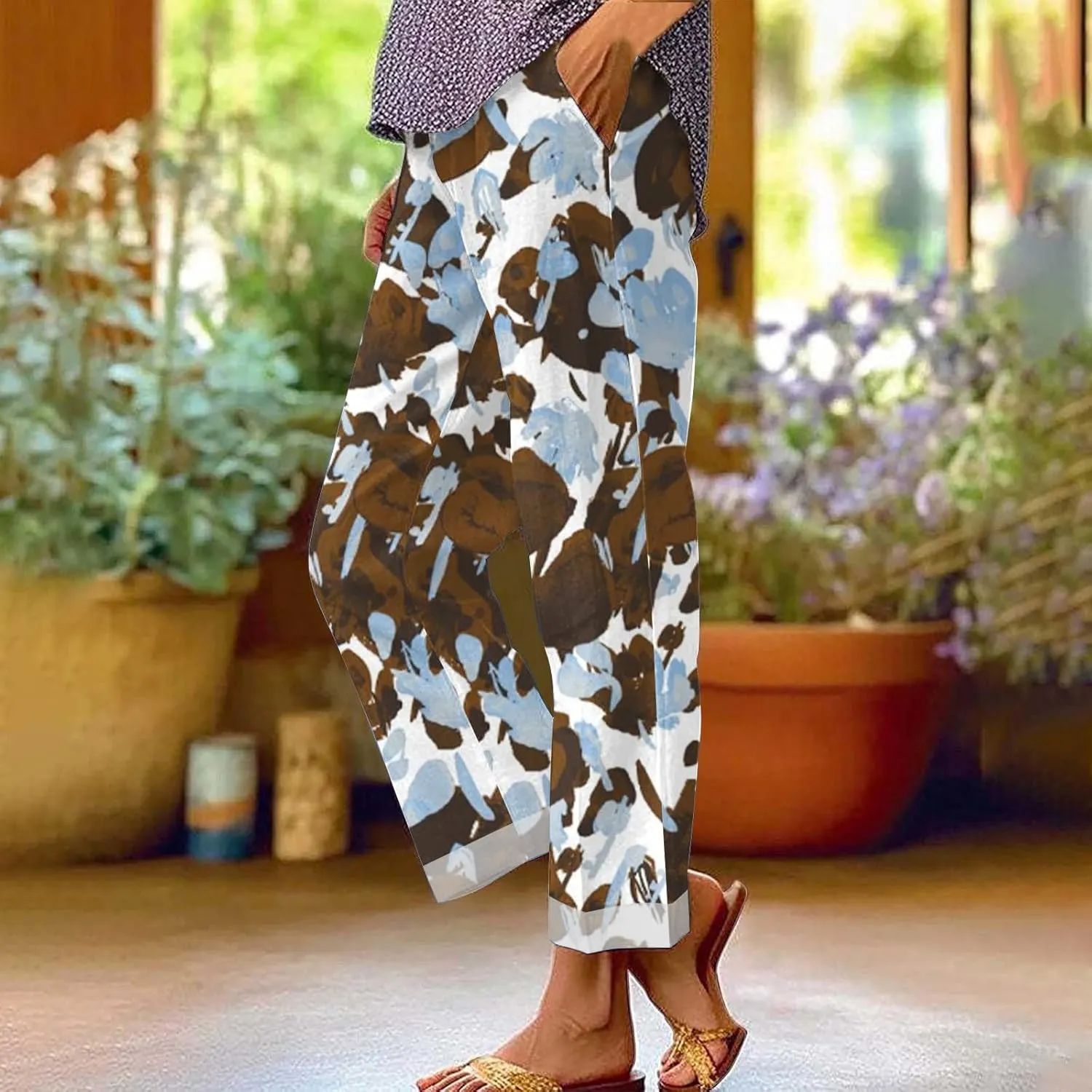 Womens Casual Boho Linen Pants Pants Long Drawstring Linen Women Waist Cotton Casual High Waisted Linen Pants Women