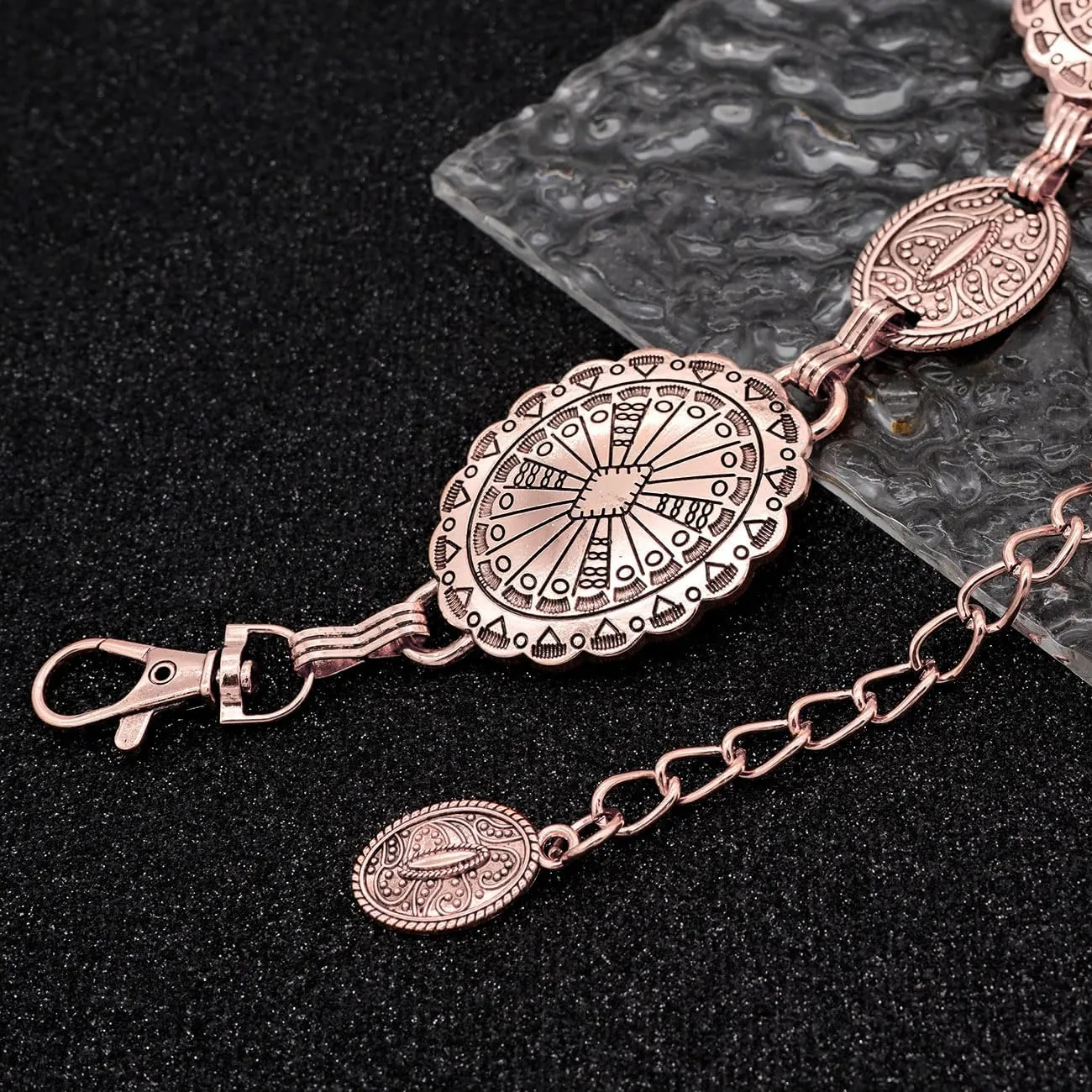 Women's Concho Chain Belt Western Cowgirl Metal Waist Chain Belt for Dress