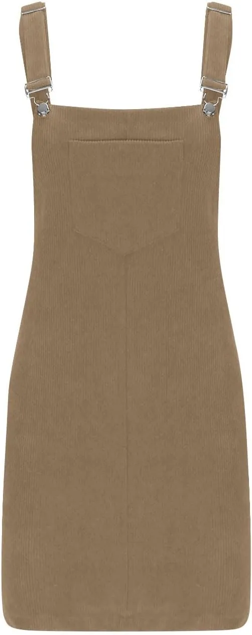 Women's Corduroy Bib Dress Turtleneck Long Sleeve Dress Knit Slim Fit Bodycon Dress Fashion Midi Dress Jumpsuit