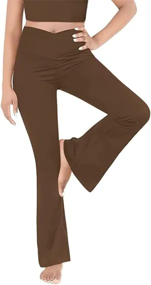 Womens High Waisted Bell Bottom Pants Mermaid Ruffle Flare Pants High Fashion Palazzo Pant Yoga Pants Leggings