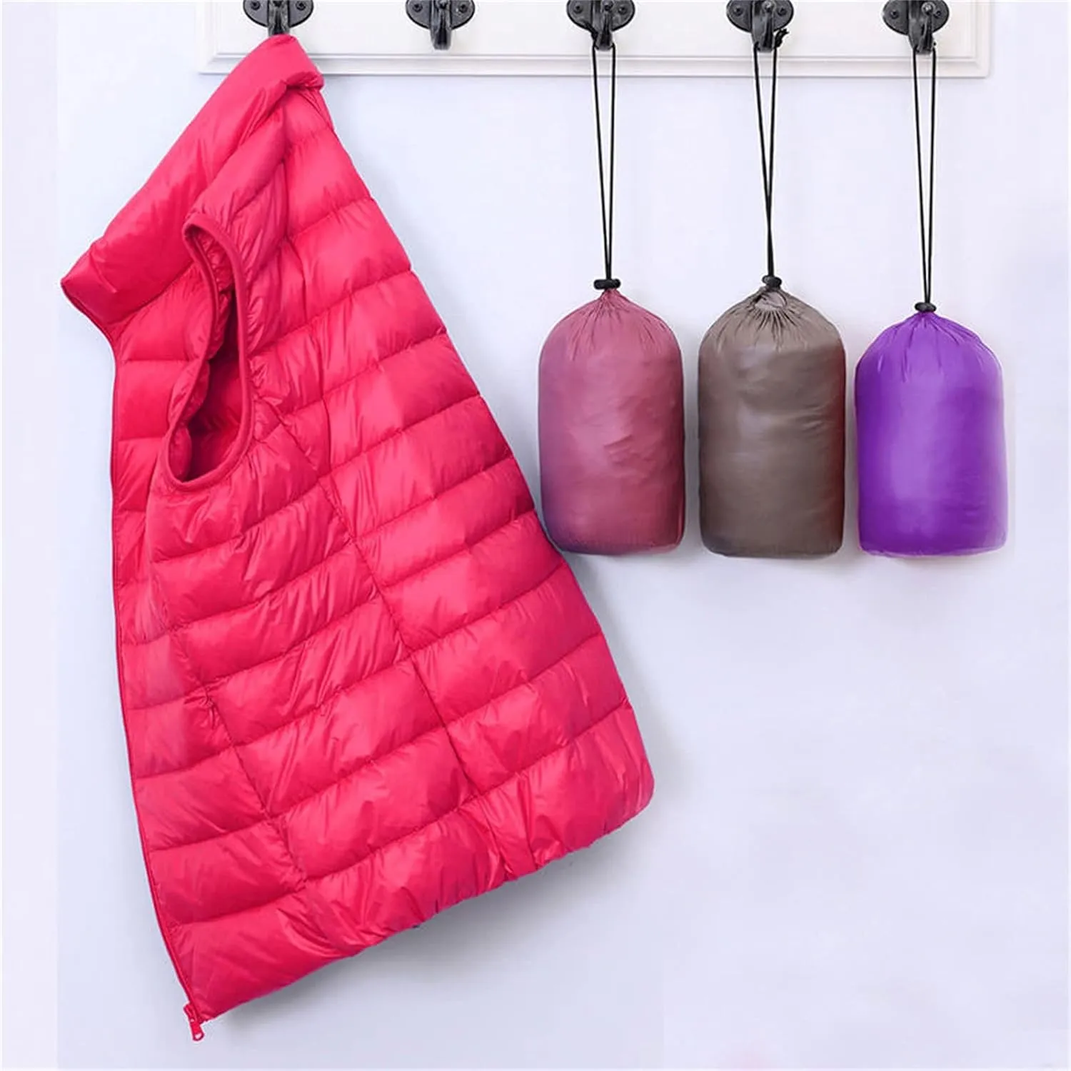 Womens Lightweight Padded Vest Coats Stand Collar Packable Down Vest