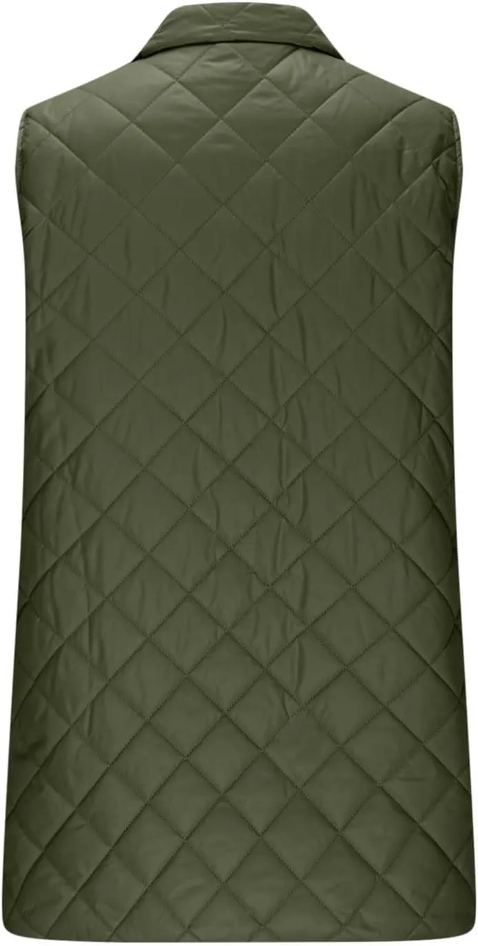Womens Long Puffer Vest 2024 Sleeveless Zip Up Vest Long Winter Vest Quilted Down Coat Lightweight Trendy Vest Jacket