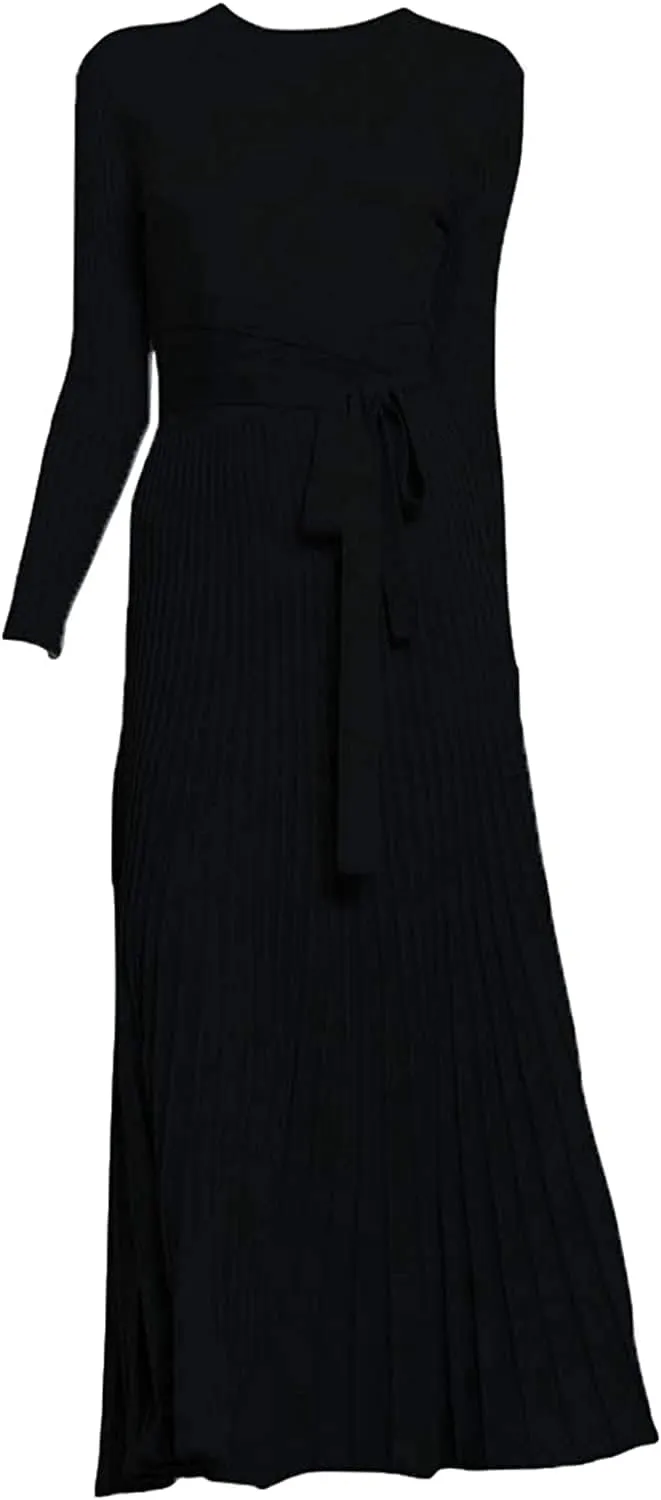 Women's Long Sleeve Sweater Dress Ankle Length Fall Dress Vneck Knit Winter Dress