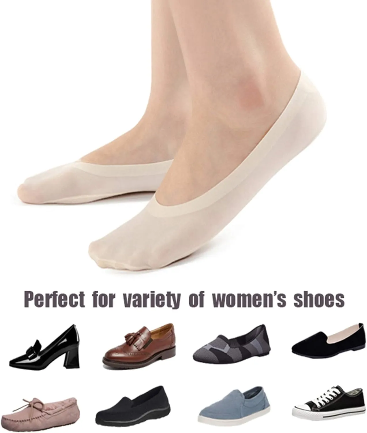 Womens No Show Thin Socks Cotton Nylon Low Cut Liner Non Slip hidden Invisible Socks for Flats Sneaker 4-6 pack