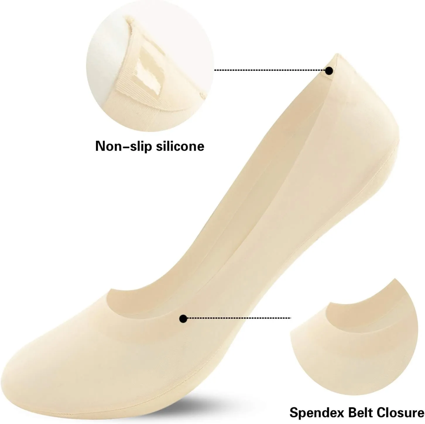 Womens No Show Thin Socks Cotton Nylon Low Cut Liner Non Slip hidden Invisible Socks for Flats Sneaker 4-6 pack