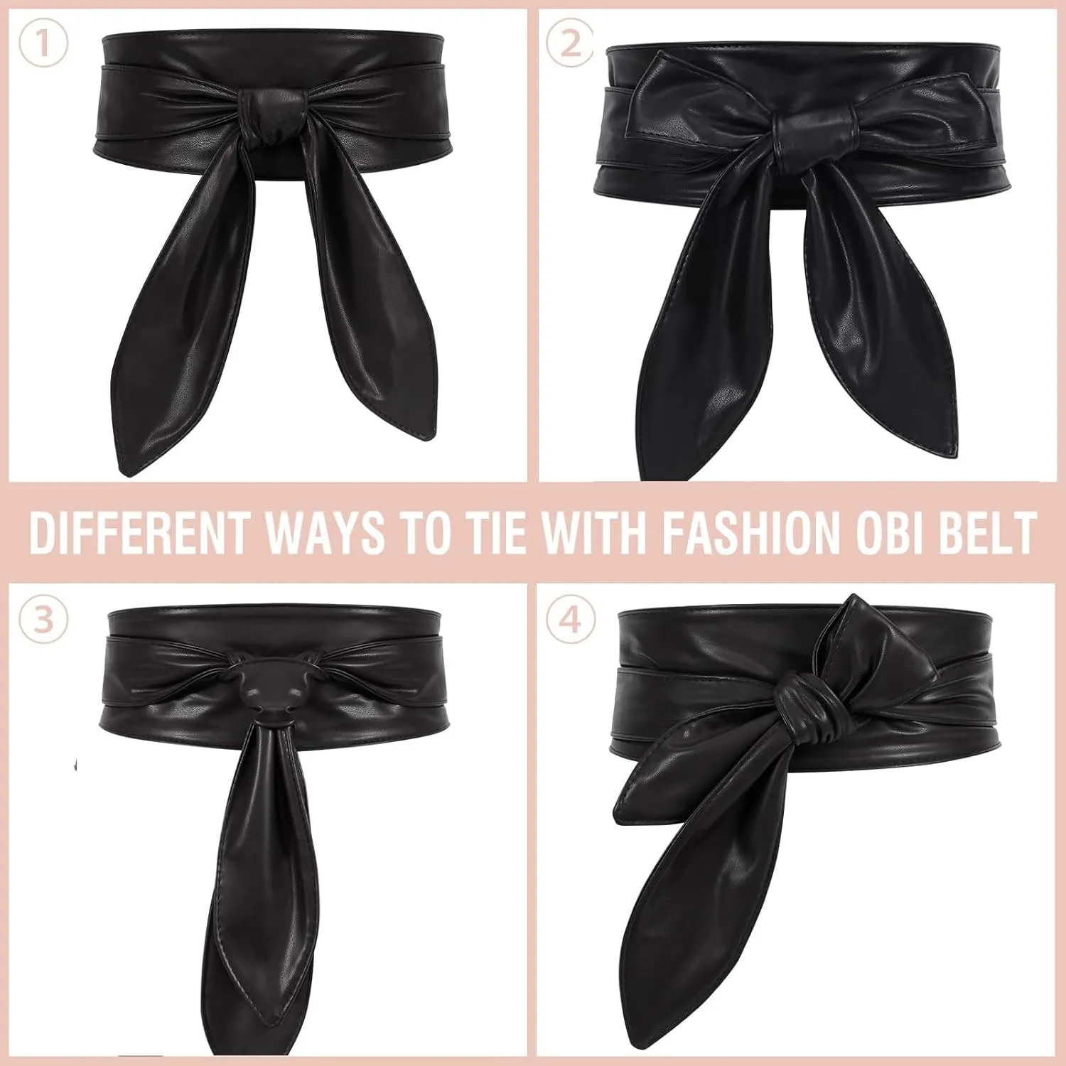 Womens Obi Belt Fashion Leather Wrap Wide Cinch Belt Corset Tie Waistband for Dress
