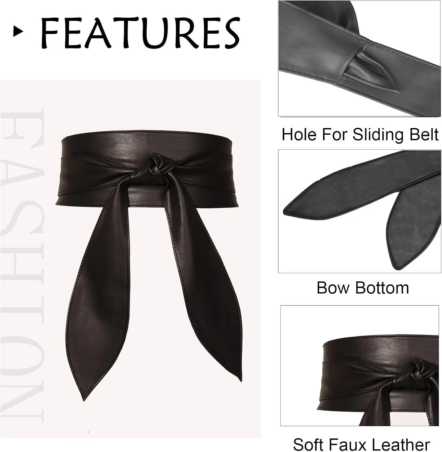 Womens Obi Belt Fashion Leather Wrap Wide Cinch Belt Corset Tie Waistband for Dress